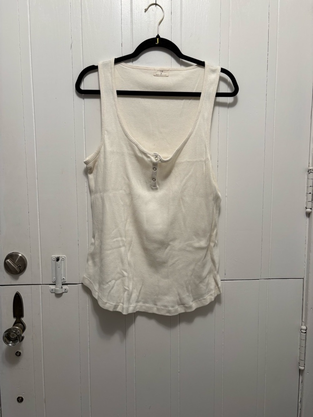 Anthropologie Cream Sleeveless Henley Tank Top